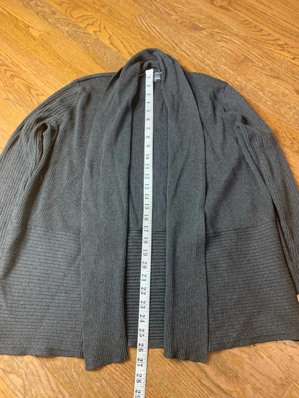 JM Collection Grey Ribbed Open Front Cardigan XL - Picture 5 of 7